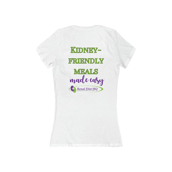 Kidney Friendly Meals Made Easy Women's Jersey Short Sleeve Deep V-Neck Tee