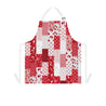 Candy and Christmas Red White Holiday Stripes and Quilt Look Print Apron with Pockets