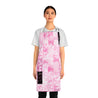 Bokeh Dots Valentines Day Pink White Black Holiday Stripes and Quilt Look Print Apron with Pockets