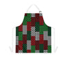 Red White Green Holiday Buffalo Plaid Print Apron with Pockets