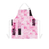 Bokeh Dots Valentines Day Pink White Black Holiday Stripes and Quilt Look Print Apron with Pockets