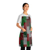 Red White Green Holiday Buffalo Plaid Print Apron with Pockets
