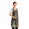 Gothic Vintage Christmas Print Gold Border Quilt Look Apron with Pockets
