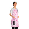 Bokeh Dots Valentines Day Pink White Black Holiday Stripes and Quilt Look Print Apron with Pockets