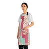 Vintage Valentines Print with Floral Roses Quilt Look Apron with Pockets