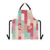 Vintage Valentines Print with Floral Roses Quilt Look Apron with Pockets