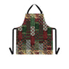 Gothic Vintage Christmas Print Gold Border Quilt Look Apron with Pockets