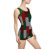 Buffalo Plaid Red White Green Quilt Look Women's Vintage Swimsuit