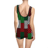 Buffalo Plaid Red White Green Quilt Look Women's Vintage Swimsuit