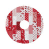 Peppermint Candy Red White Quilt Look Print Round Tree Skirt