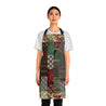 Gothic Vintage Christmas Print Gold Border Quilt Look Apron with Pockets