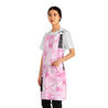 Bokeh Dots Valentines Day Pink White Black Holiday Stripes and Quilt Look Print Apron with Pockets