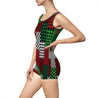 Buffalo Plaid Red White Green Quilt Look Women's Vintage Swimsuit