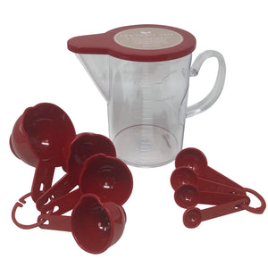 Gourmet Art 10-Piece Plastic Measuring Set With Lid, Measuring Cups, and Spoons